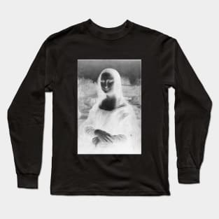 Monna Lisa Interactive Negative Filter T-Shirt By Red&Blue Long Sleeve T-Shirt